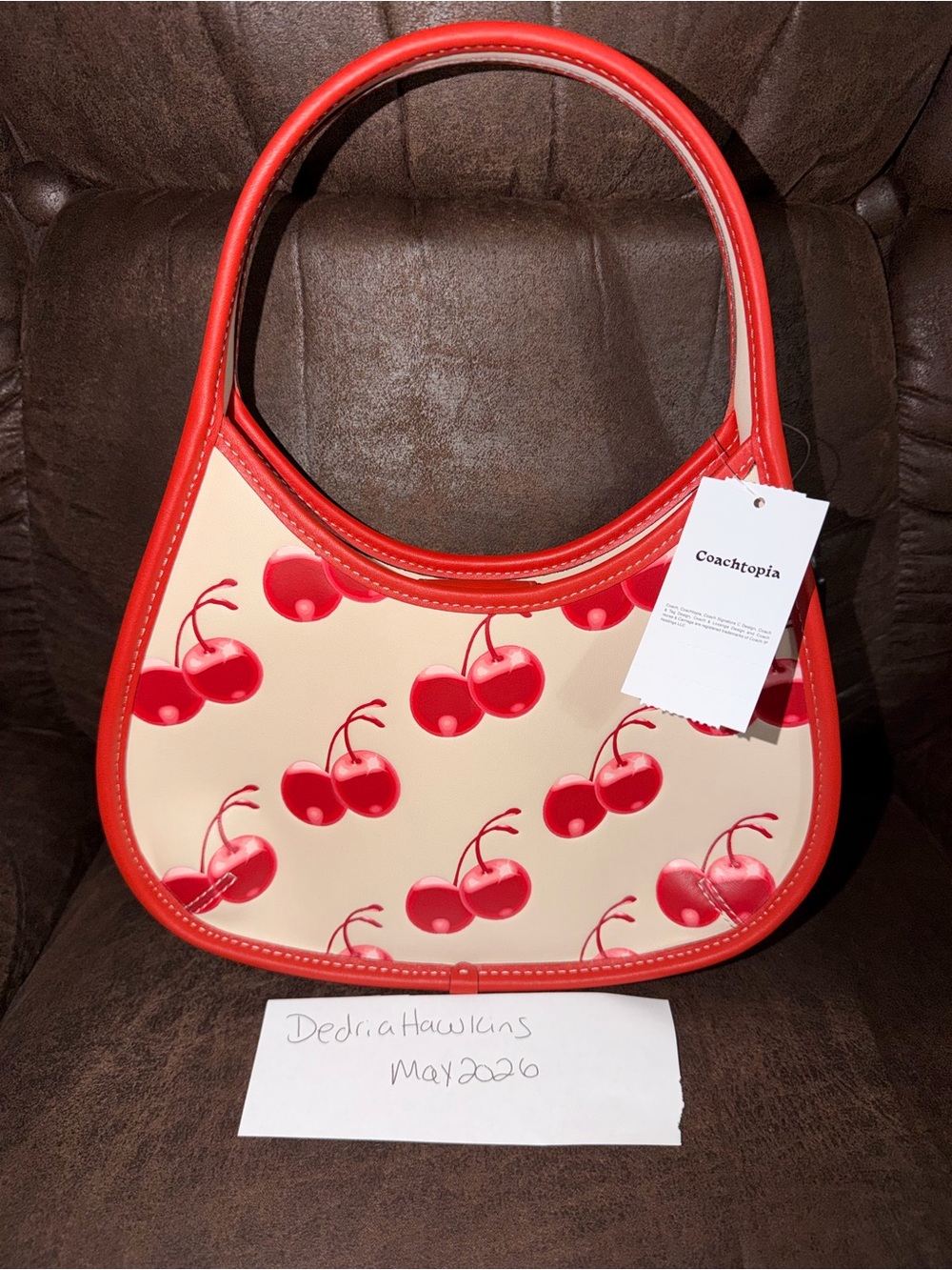 Coach Red and Cream Handbag with Coachtopia Tag